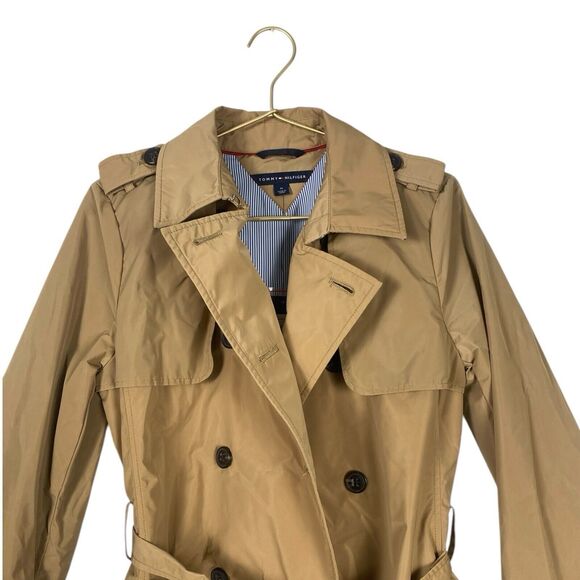 TOMMY HILFIGER Women's Classic Trench Rain Classy Lux Quality Coat Sz M WP98 - Picture 2 of 12